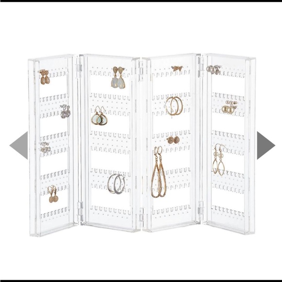 Acrylic 5 Tier 4 panel Foldable Earring Holder Rack Stand Jewelry Organizer - Picture 10 of 12